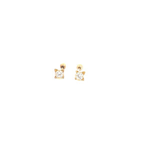 Broquel de oro 10k Estrella sin bisel piedra 4mm