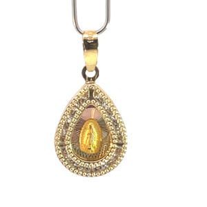 Dije de oro 10k Gota con piedras Virgen