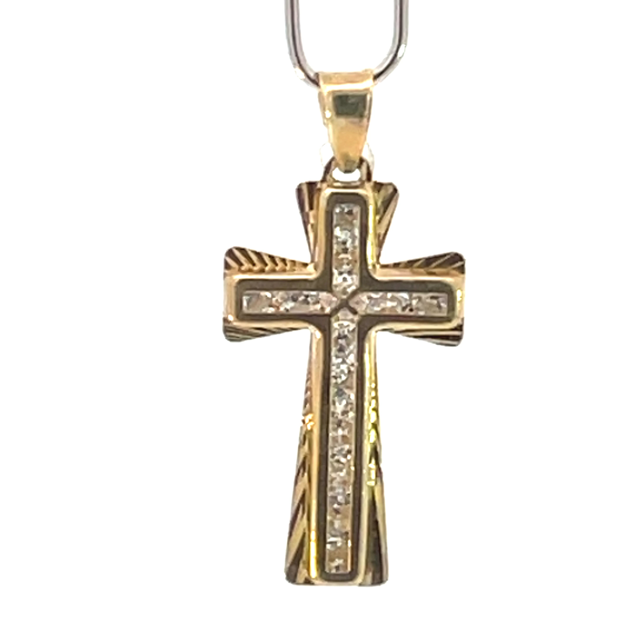Dije de oro 10k Cruz con piedras - Imagen 3