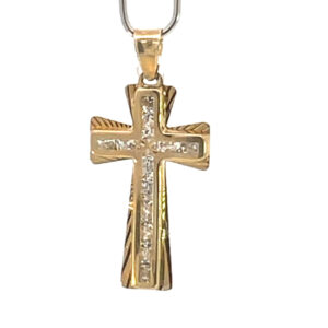 Dije de oro 10k Cruz con piedras
