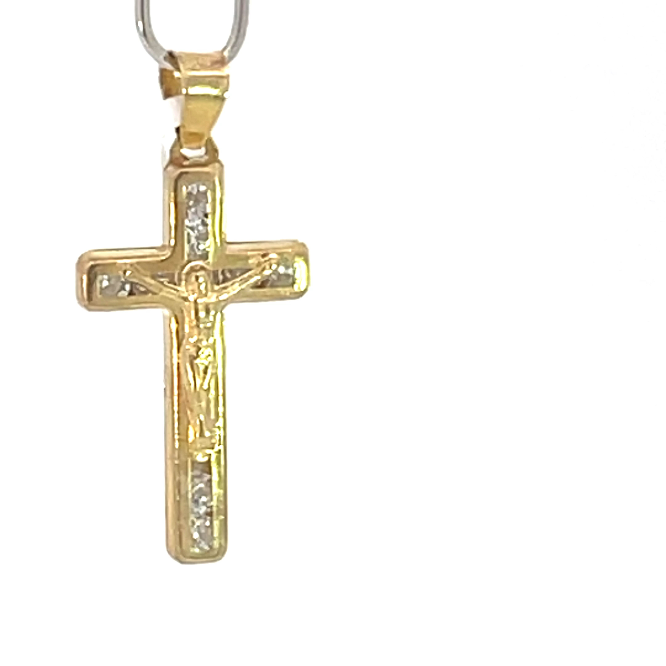 Dije de oro 10k Cruz con cristo y piedras - Imagen 2