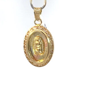Dije de oro 10k Medalla Virgen de Guadalupe con piedras