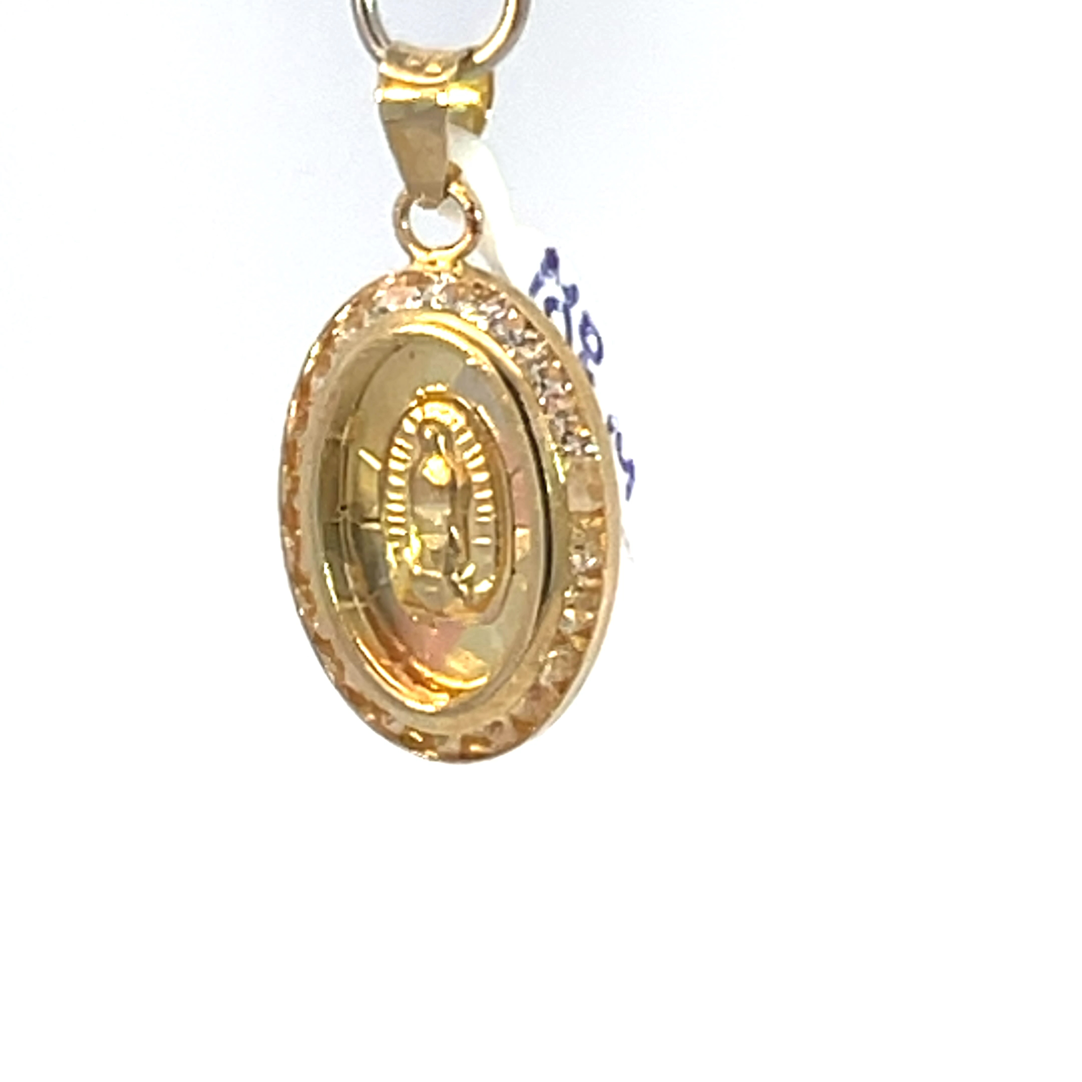 Dije de oro 10k Medalla Virgen de Guadalupe con piedras - Imagen 2