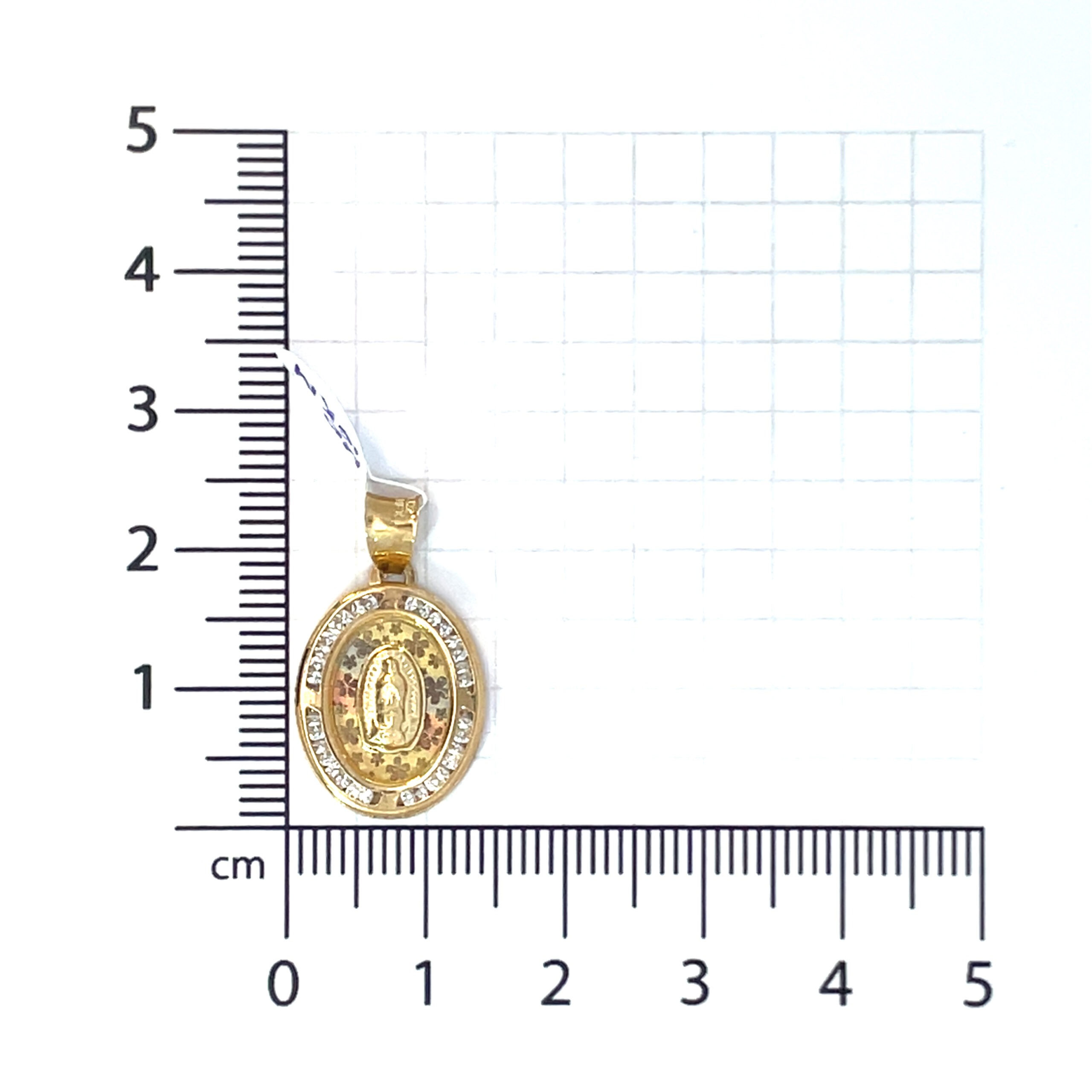 Dije de oro 10k Medalla Virgen de Guadalupe con piedras - Imagen 4