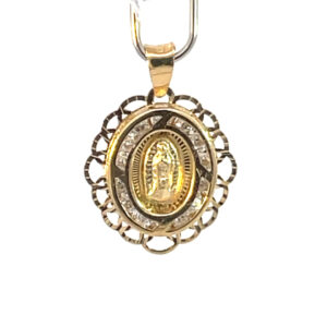 Dije de oro 10k Medalla Virgen de Guadalupe con piedras