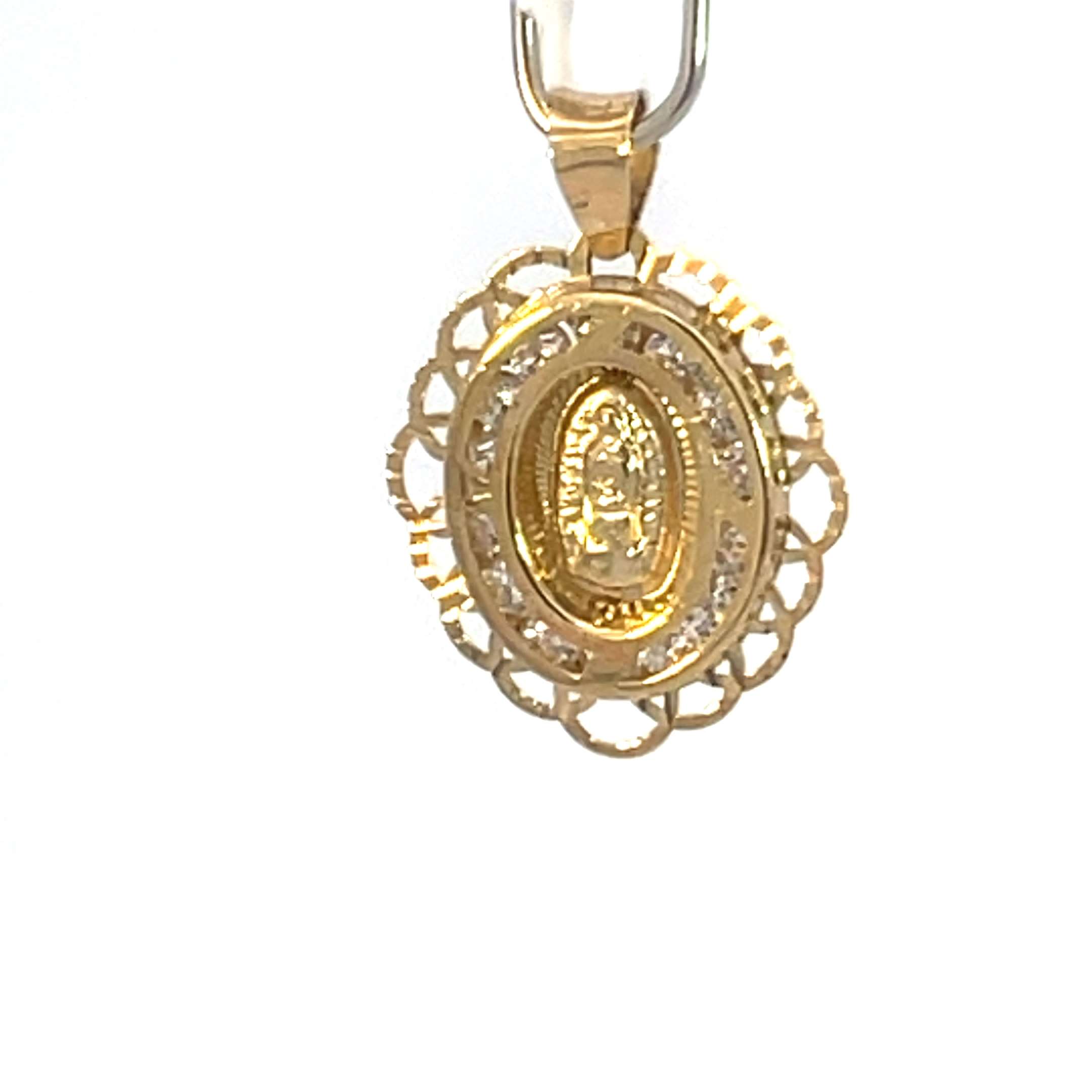 Dije de oro 10k Medalla Virgen de Guadalupe con piedras - Imagen 3