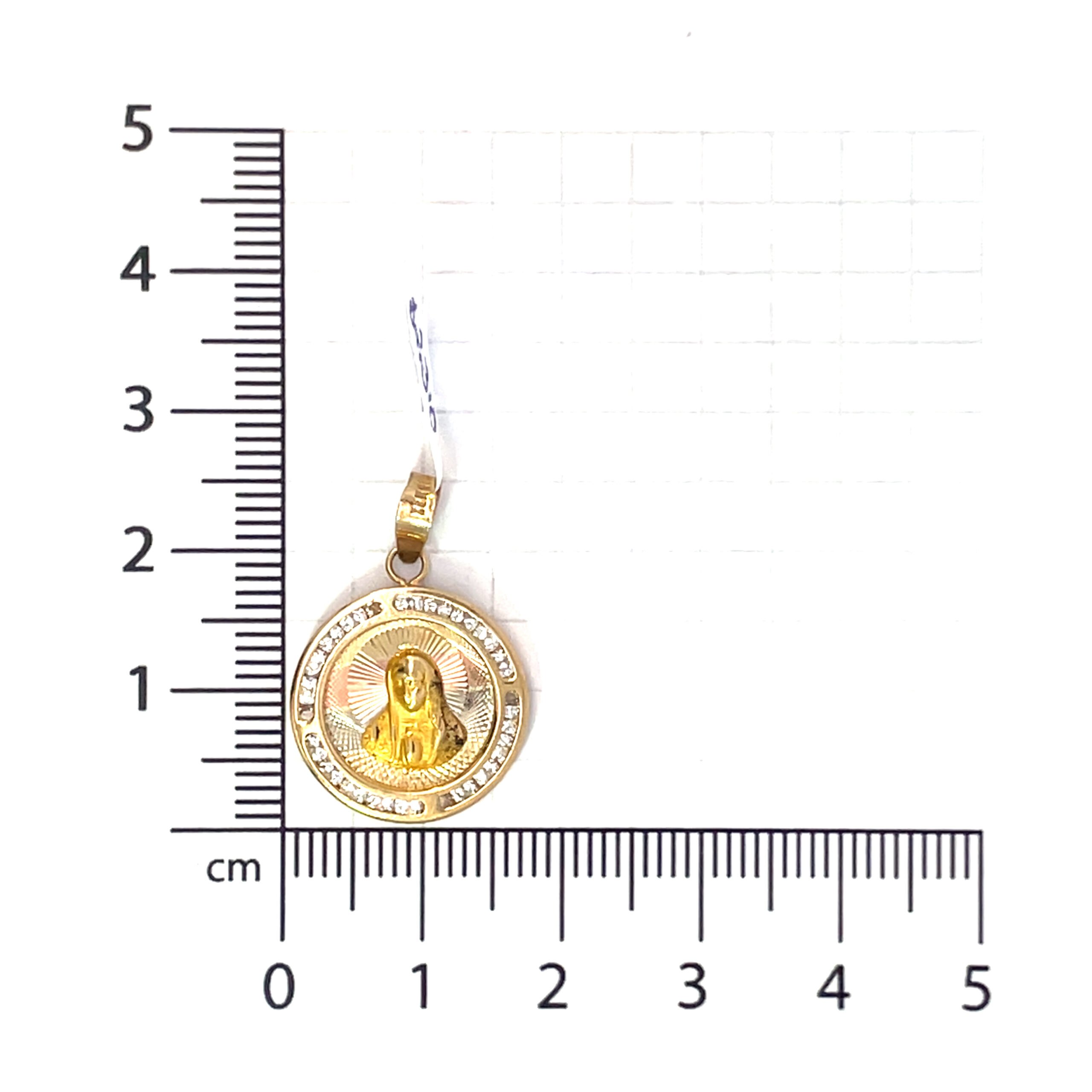 Dije de oro 10k Medalla Virgen de Guadalupe con piedras - Imagen 4