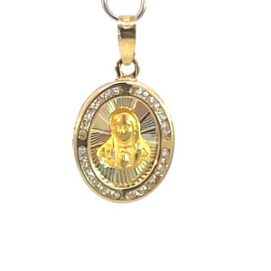 Dije de oro 10k Medalla Virgen de Guadalupe con piedras