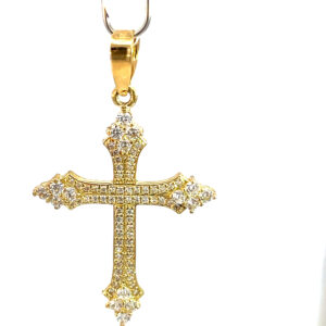 Dije de oro 10k Cruz con piedras