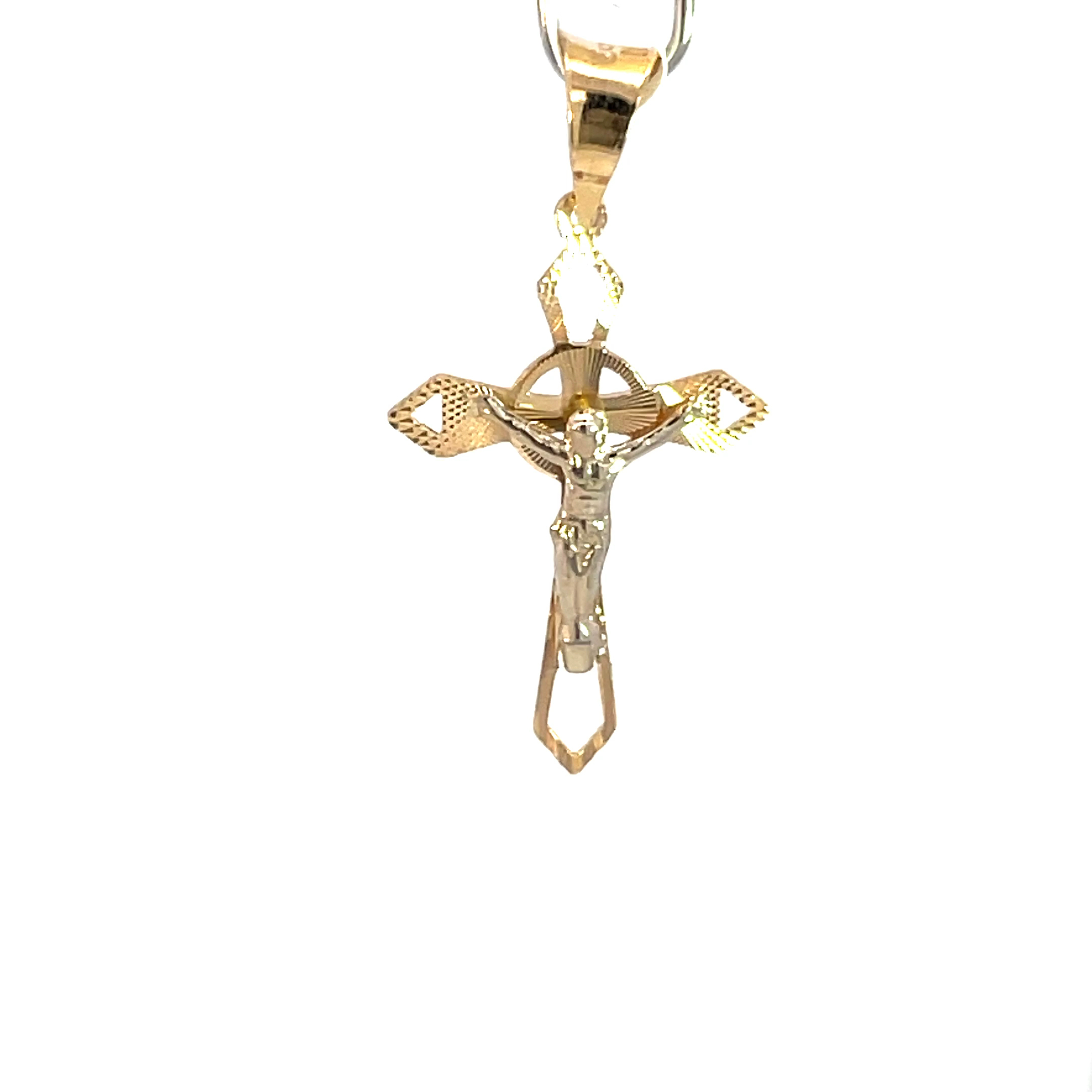 Dije de oro 10k Cruz calada con cristo - Imagen 2