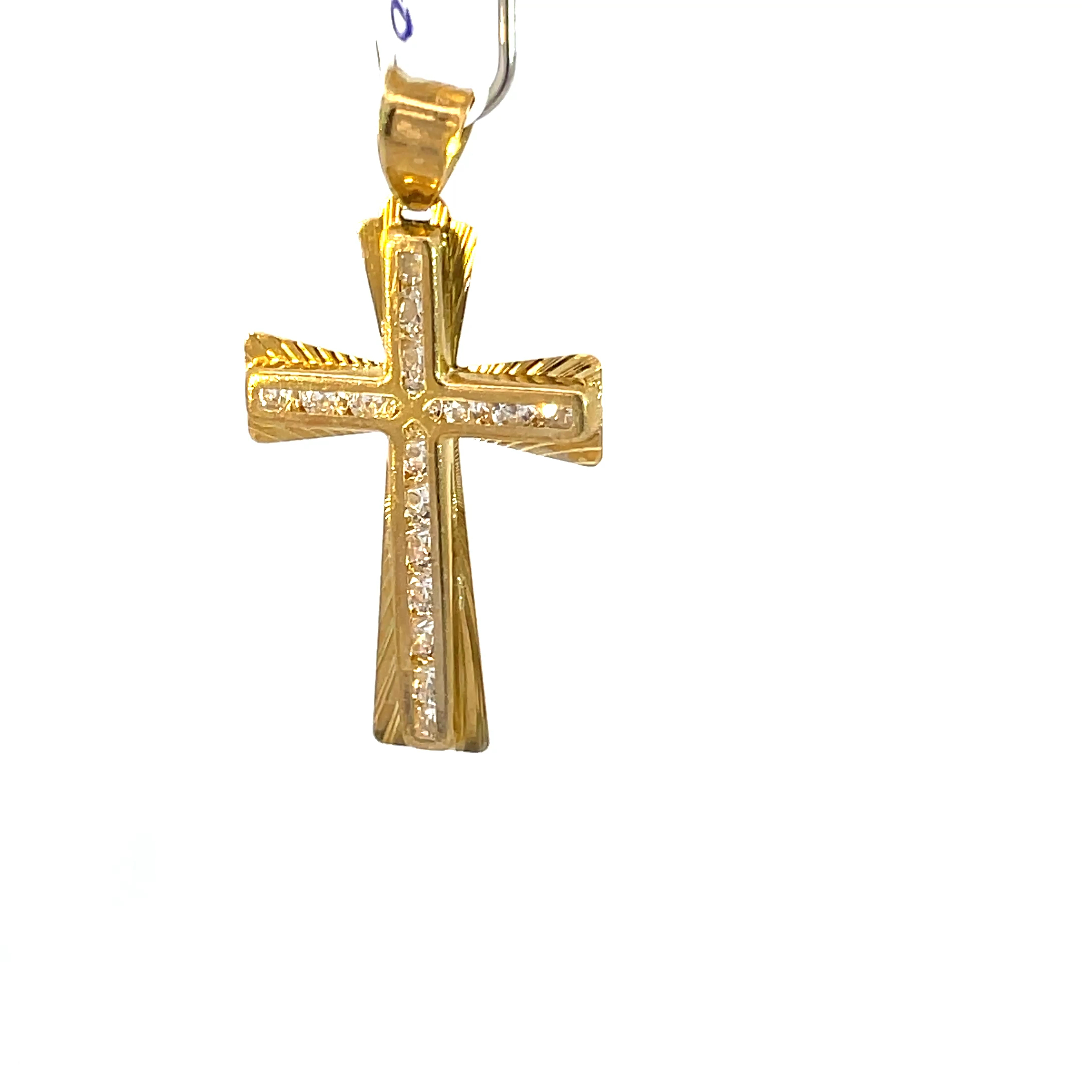 Dije de oro 10k Cruz con piedras - Imagen 2