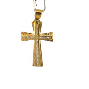 Dije de oro 10k Cruz con piedras