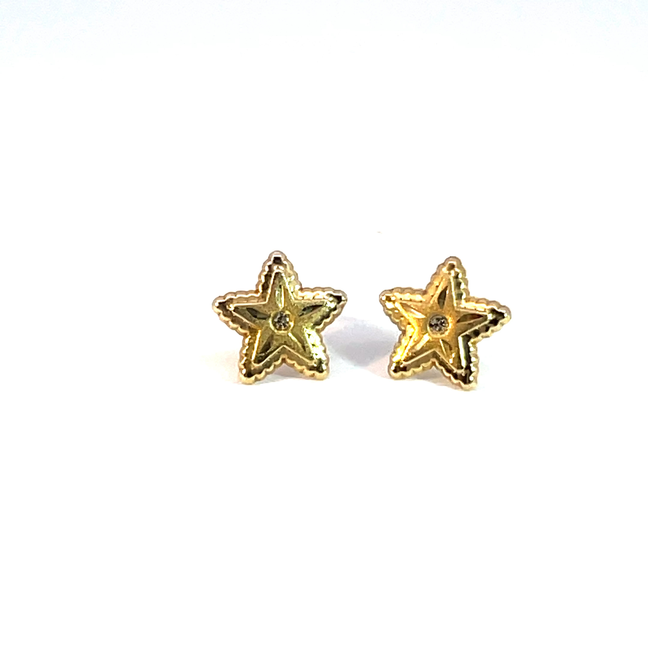 Broquel de oro 10k Estrella con piedra 8mm - Imagen 2
