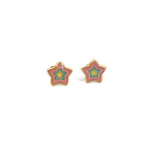 Broquel de oro 10k Estrella multicolor 6mm