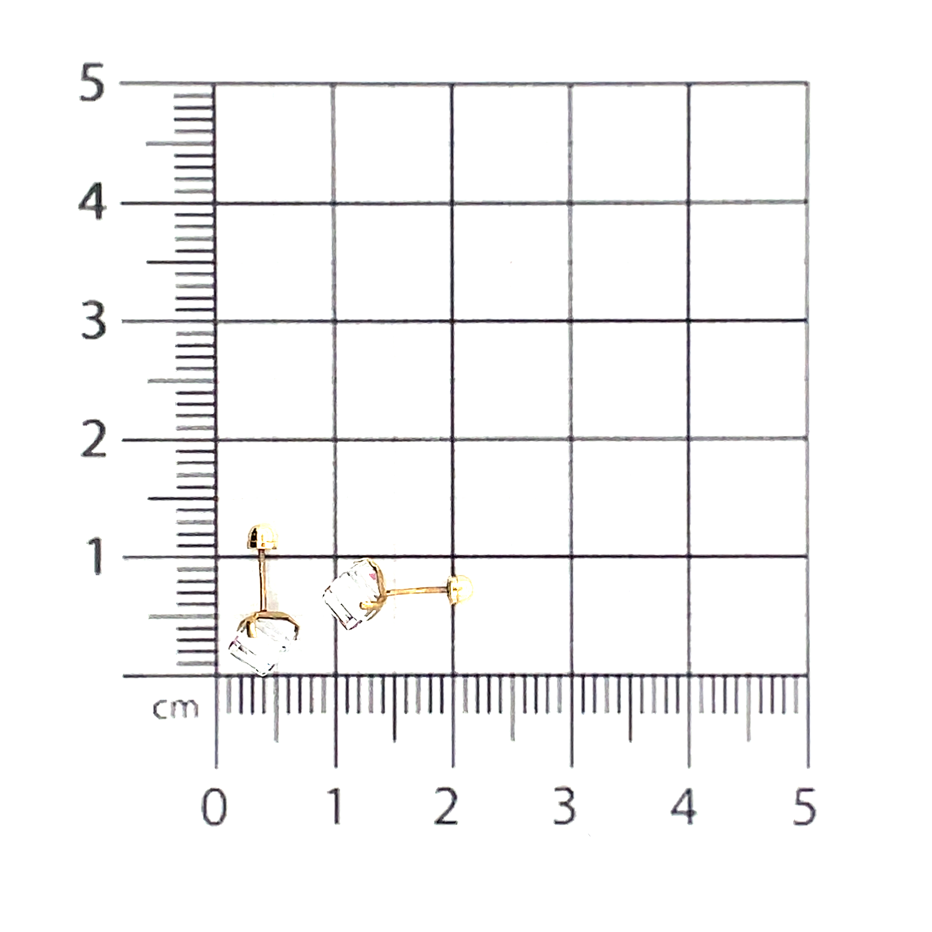Broquel de oro 10k Piedra mágica cubo 3mm - Imagen 4