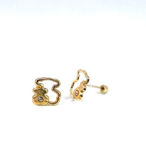 Broquel de oro 10k Osito Tous con piedra 8mm