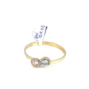 Anillo de oro 10k Tú y yo con piedras