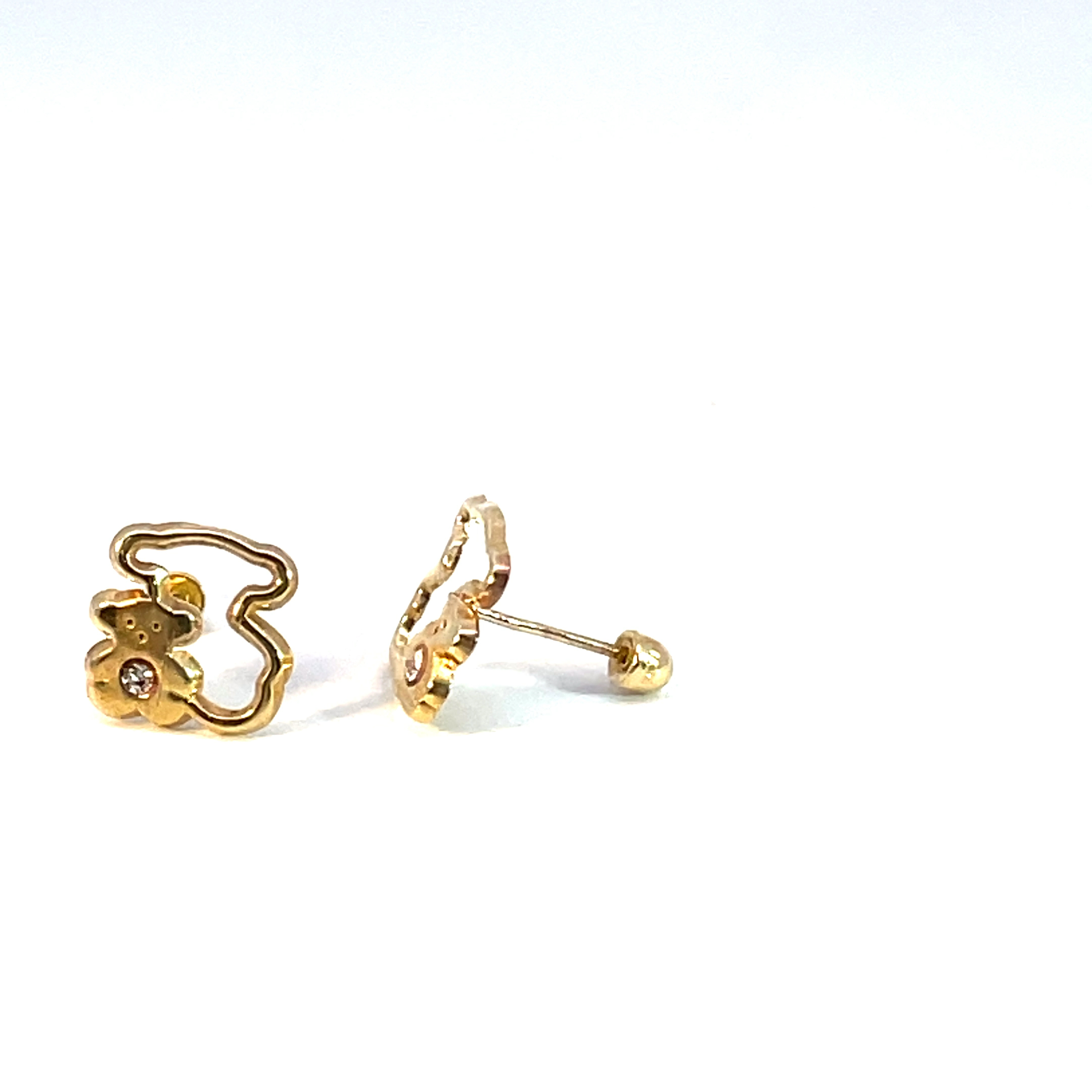 Broquel de oro 10k Osito Tous con piedra 8mm - Imagen 3