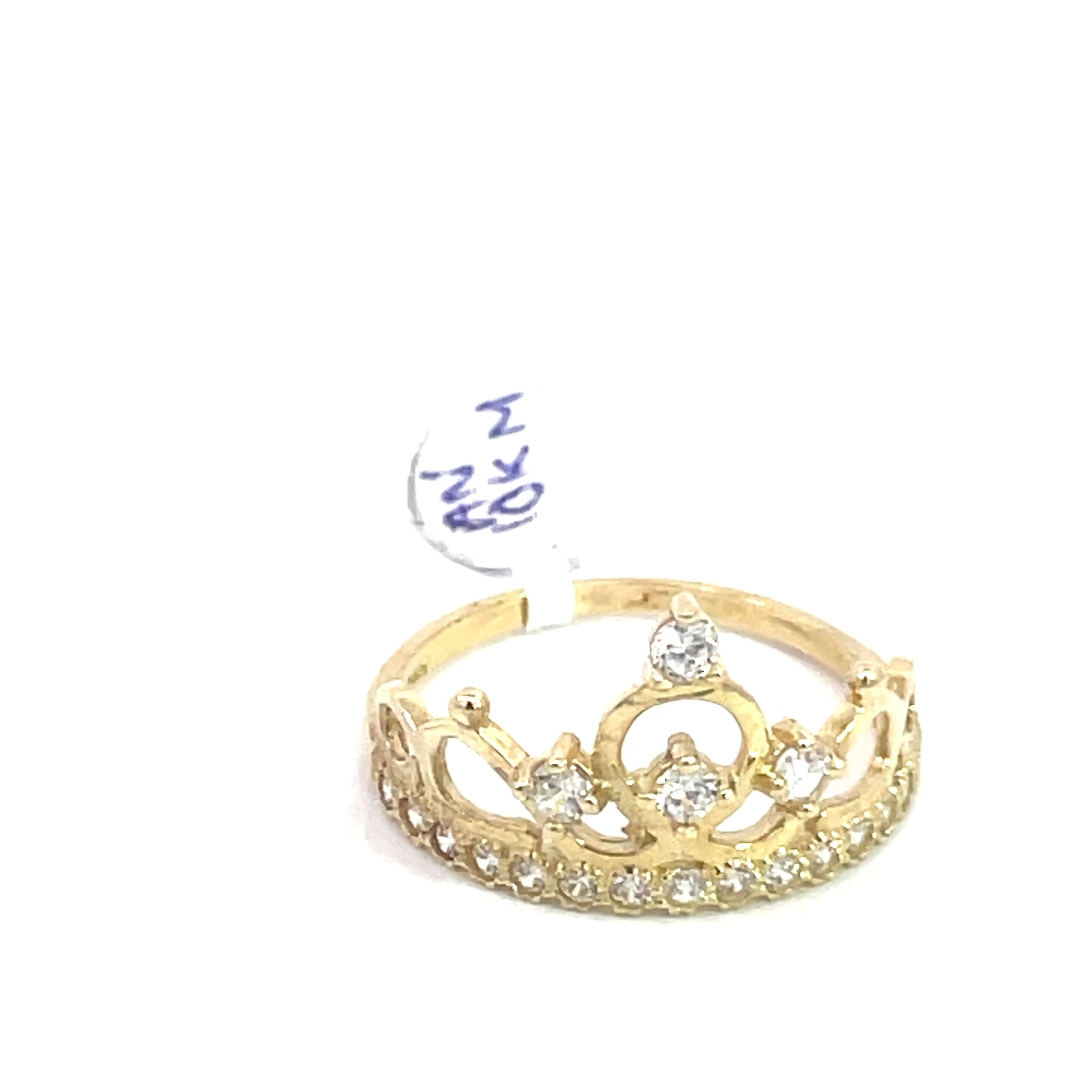 Anillo de oro 10k Corona con piedras - Imagen 2