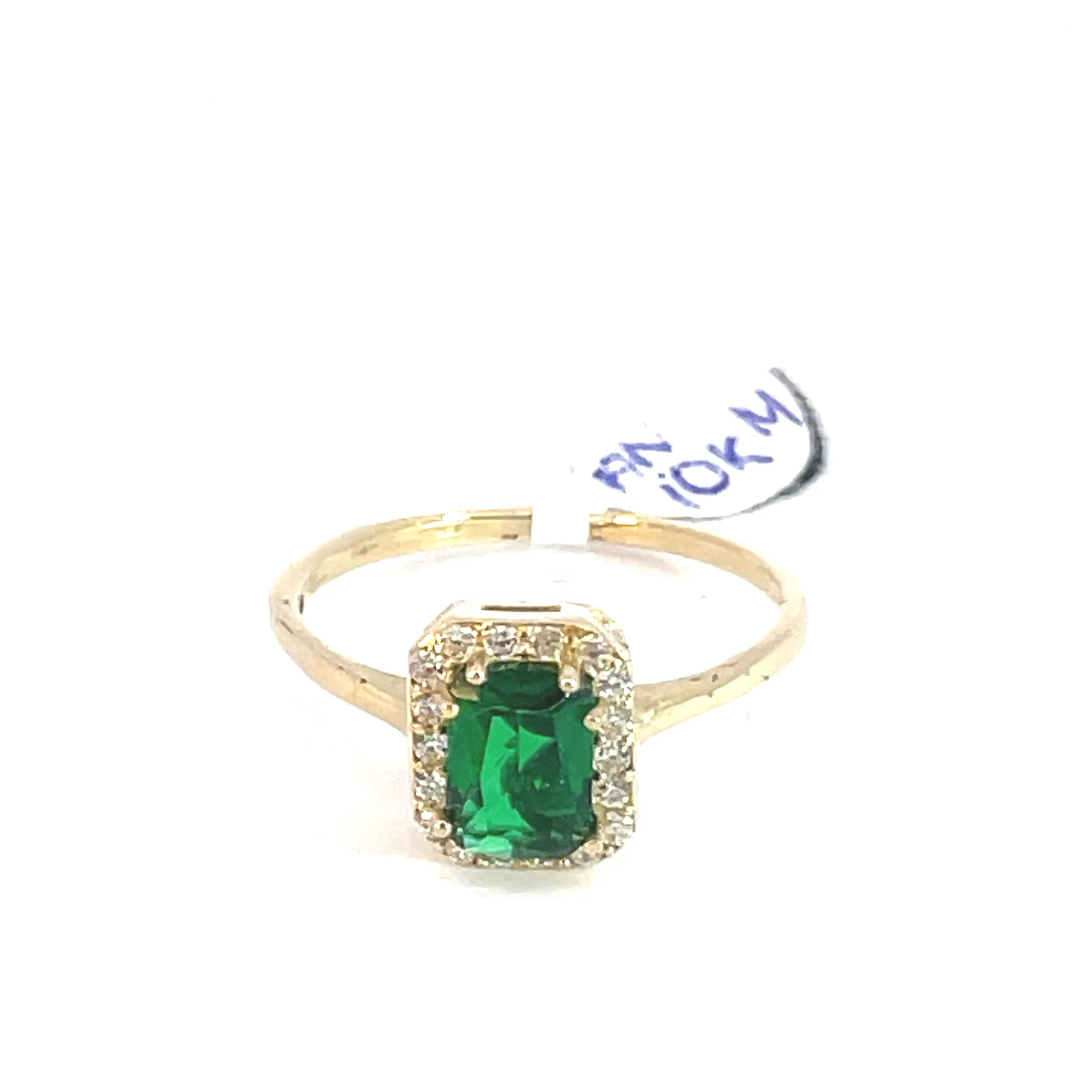 Anillo de oro 10k Halo verde encanto con piedras