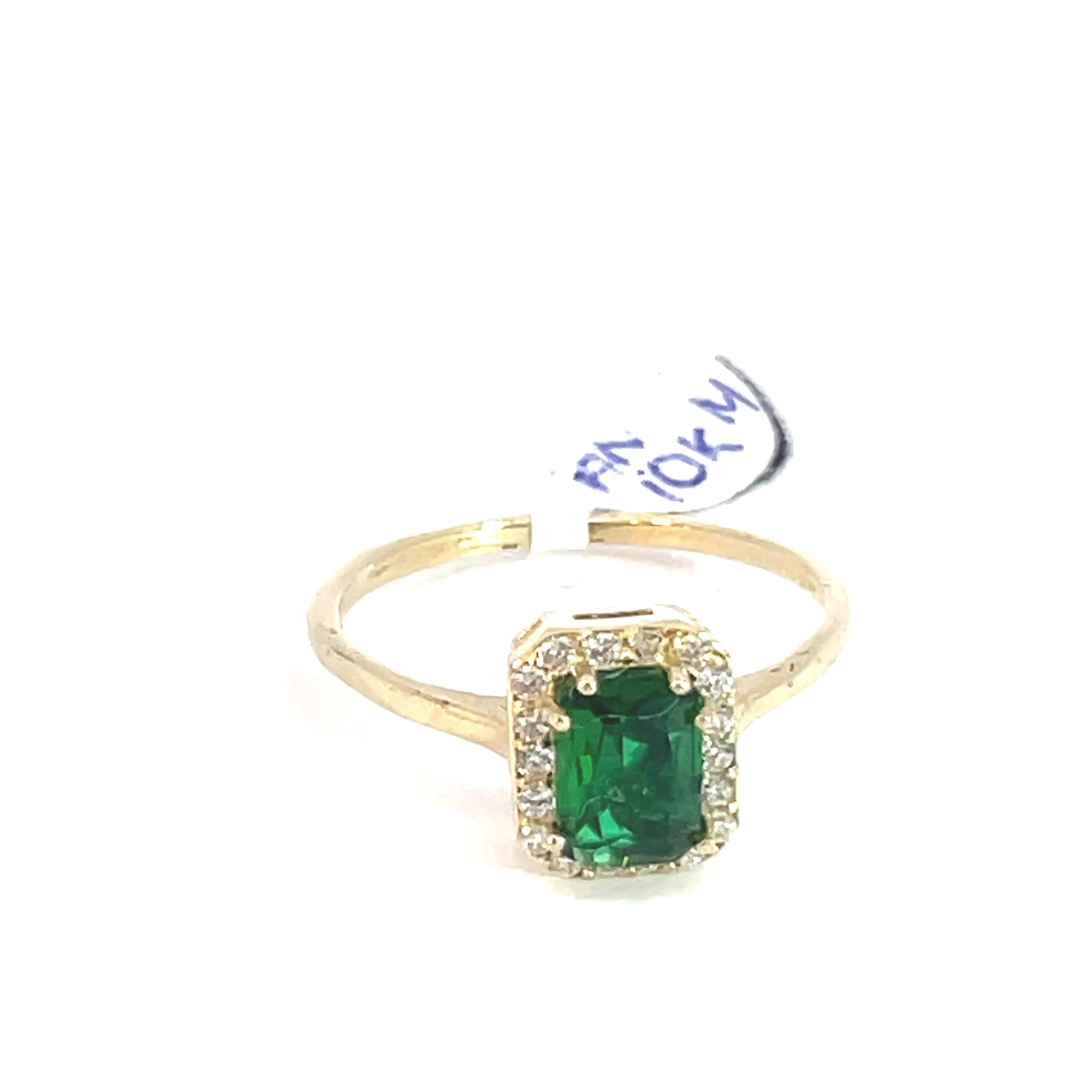 Anillo de oro 10k Halo verde encanto con piedras - Imagen 2