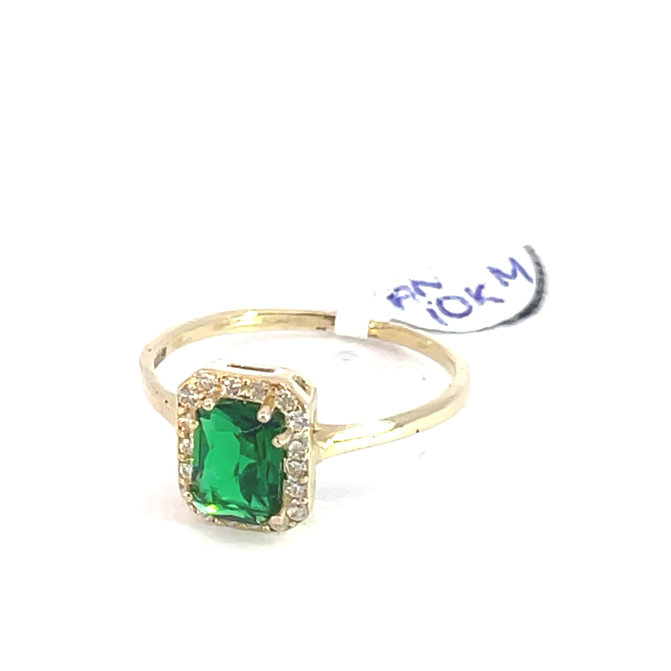 Anillo de oro 10k Halo verde encanto con piedras - Imagen 3