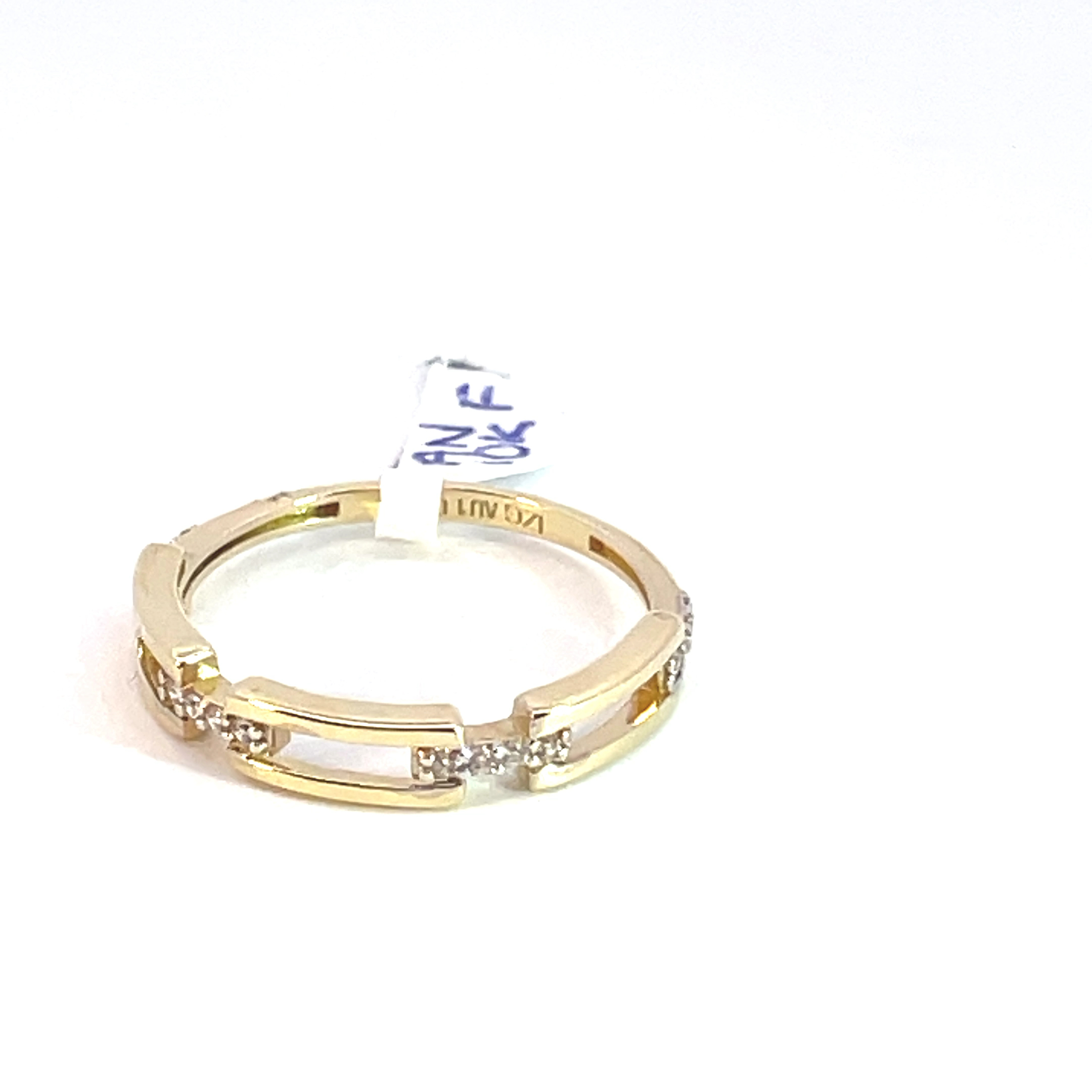 Anillo de oro 10k Eslabón de luz con piedras - Imagen 3
