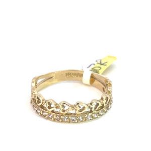 Anillo de oro 10k Corazones eternos con piedras