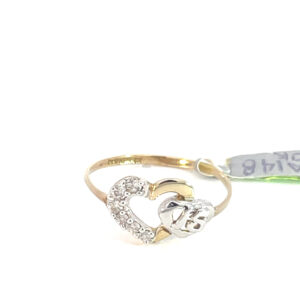 Anillo de oro 10k Dúo de corazones 15 con piedras