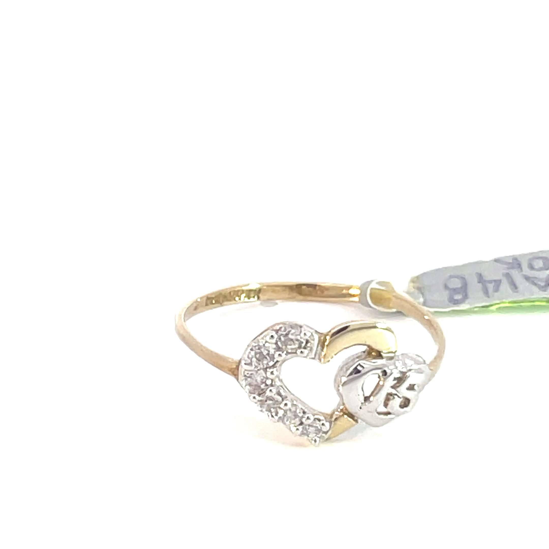Anillo de oro 10k Dúo de corazones 15 con piedras - Imagen 2