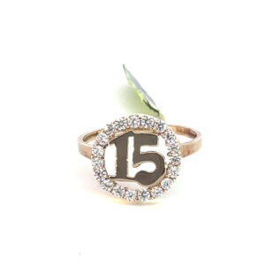 Anillo de oro 10k Glamour 15 con piedras