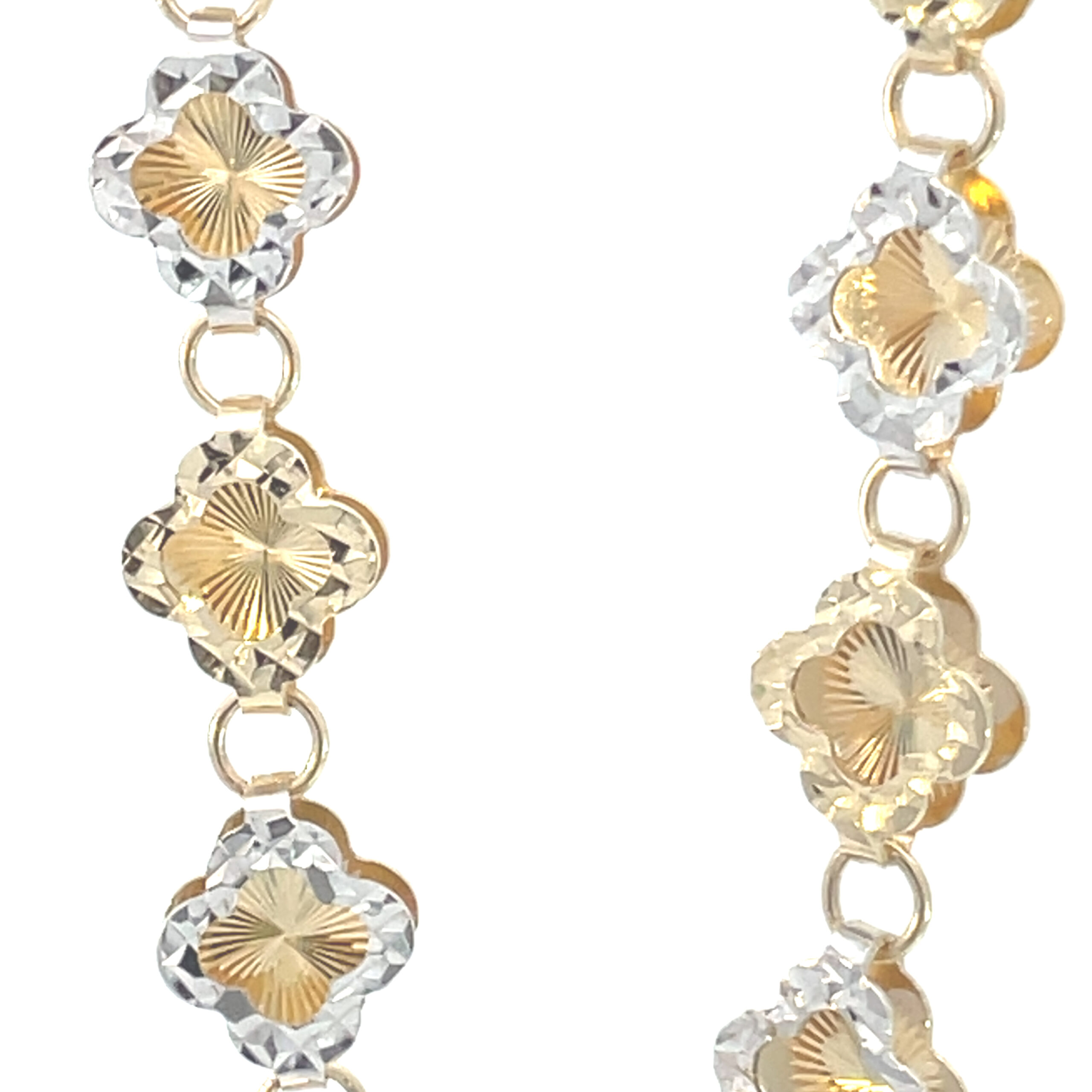 Pulso de oro 10k Floral diamantada bicolor - Imagen 4