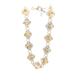 Pulso de oro 10k Floral diamantada bicolor