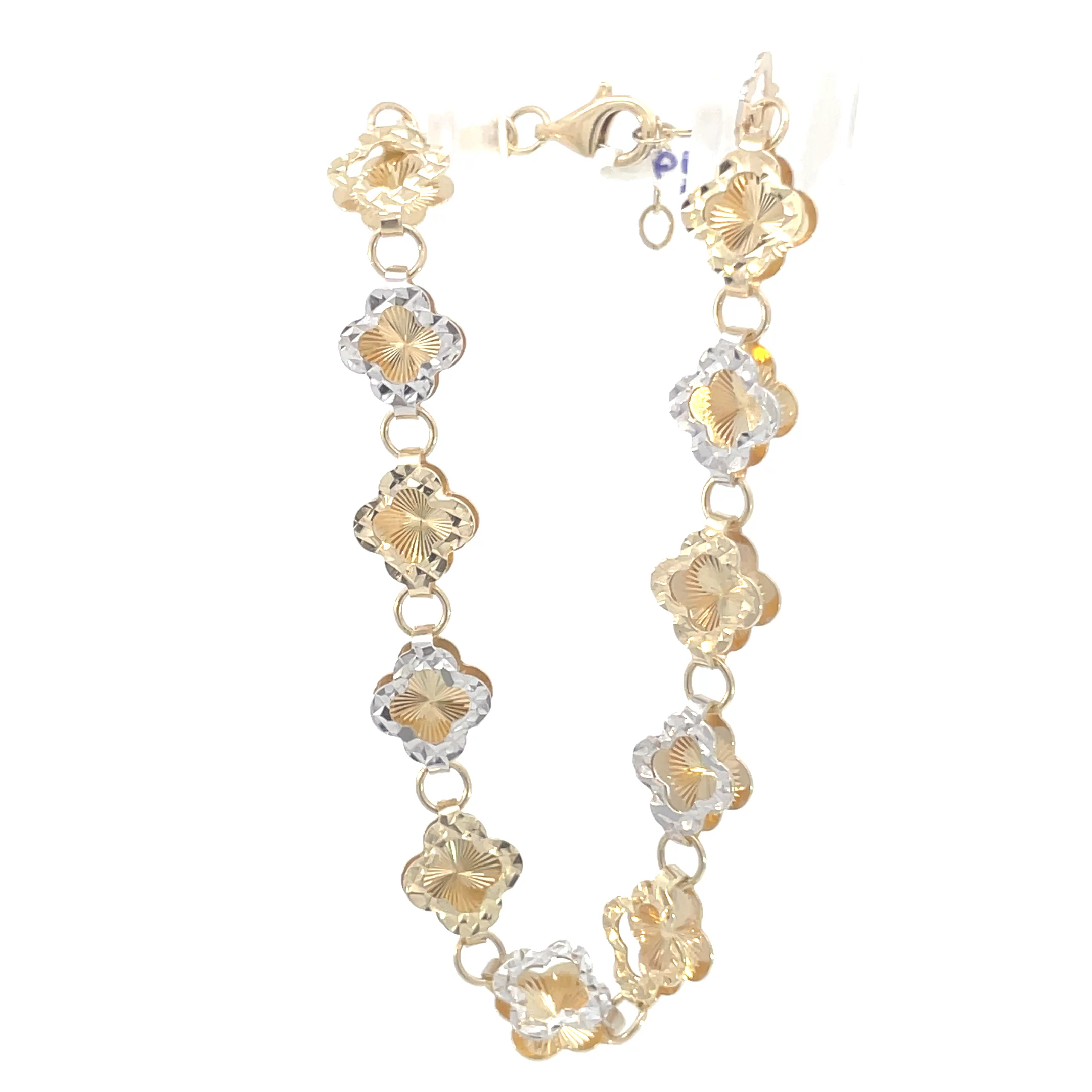 Pulso de oro 10k Floral diamantada bicolor - Imagen 2