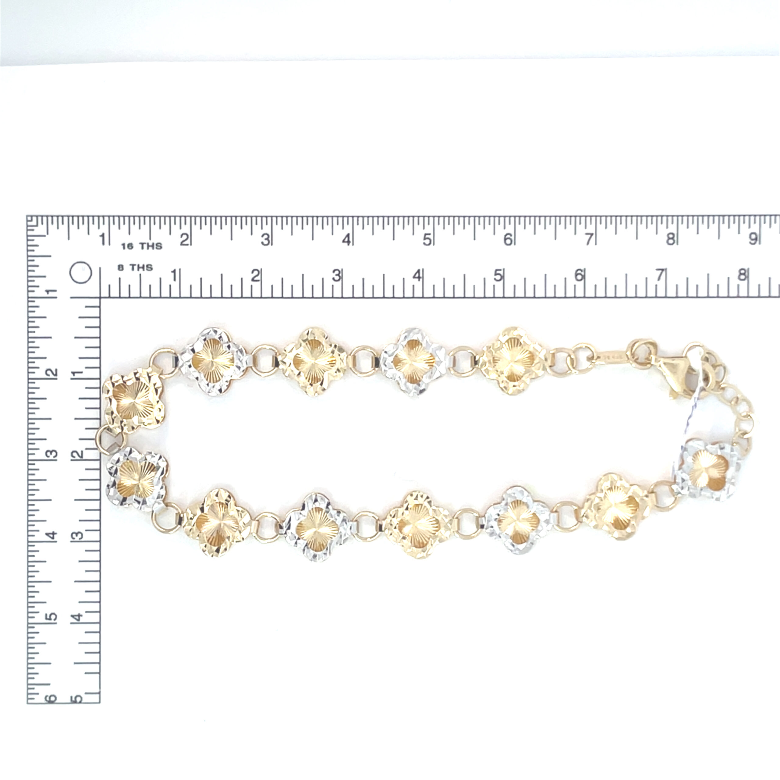 Pulso de oro 10k Floral diamantada bicolor - Imagen 6