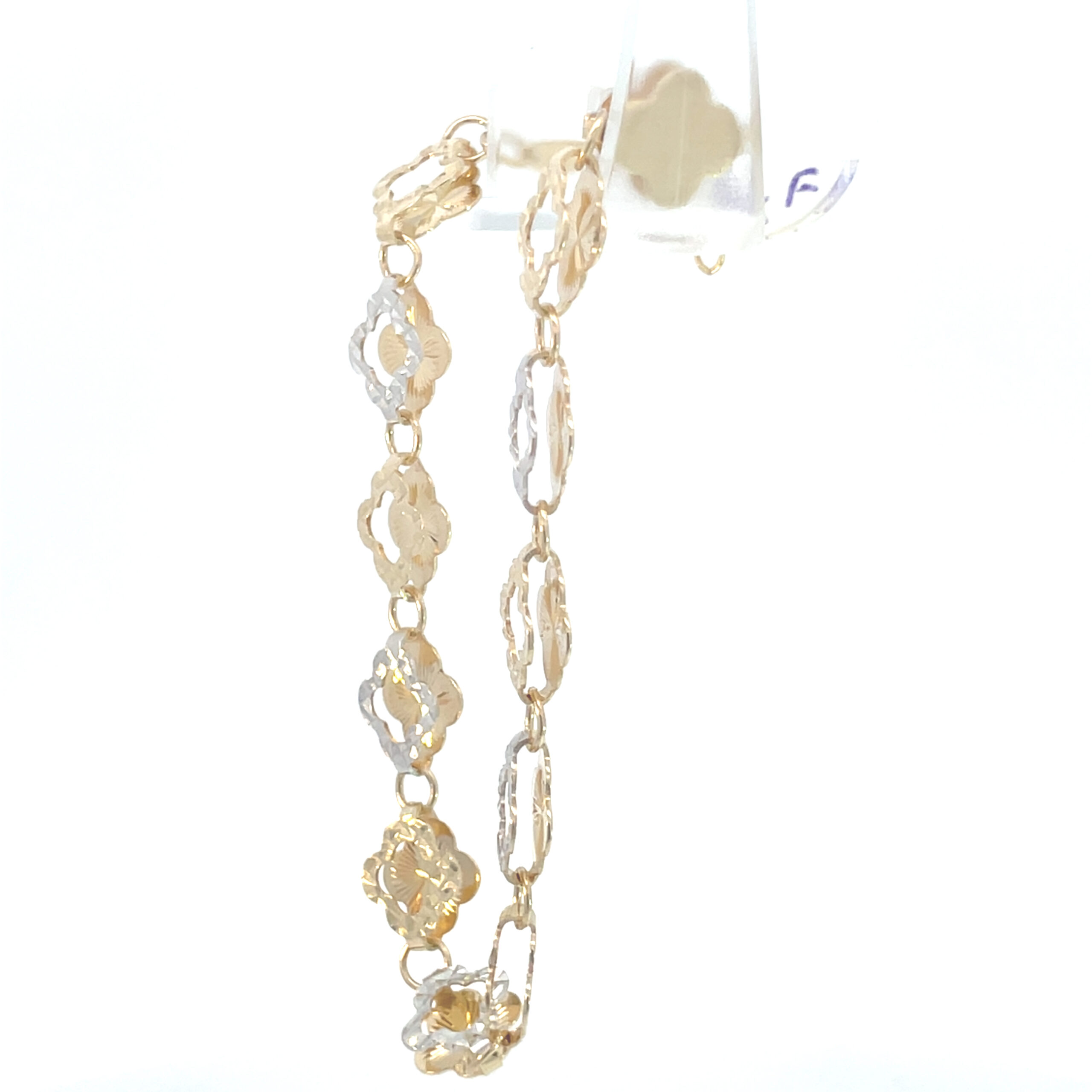 Pulso de oro 10k Floral diamantada bicolor - Imagen 5