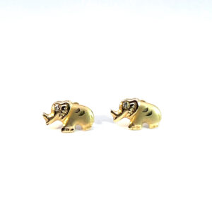 Broquel de oro 10k Elefante con piedra 6mm