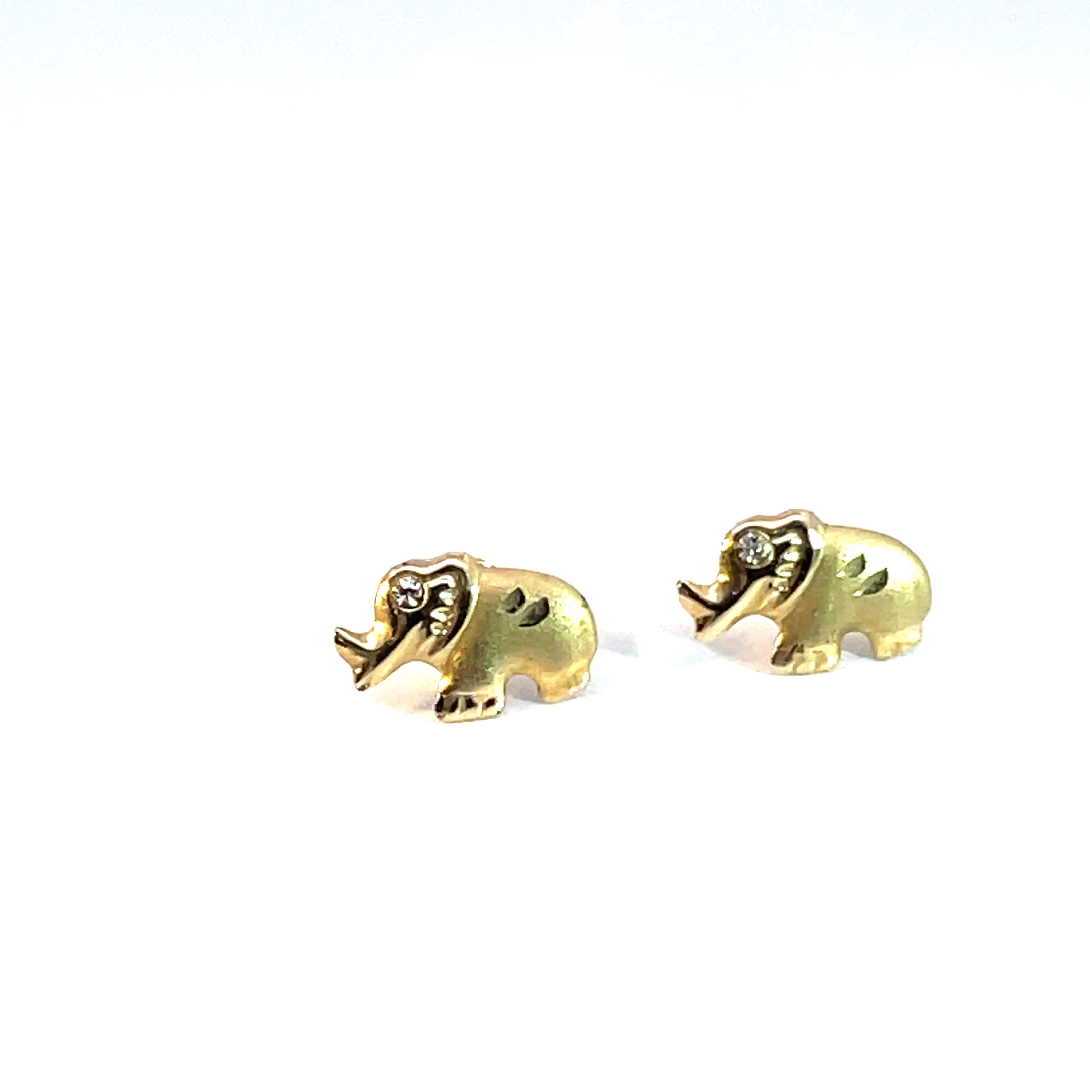 Broquel de oro 10k Elefante con piedra 6mm - Imagen 2