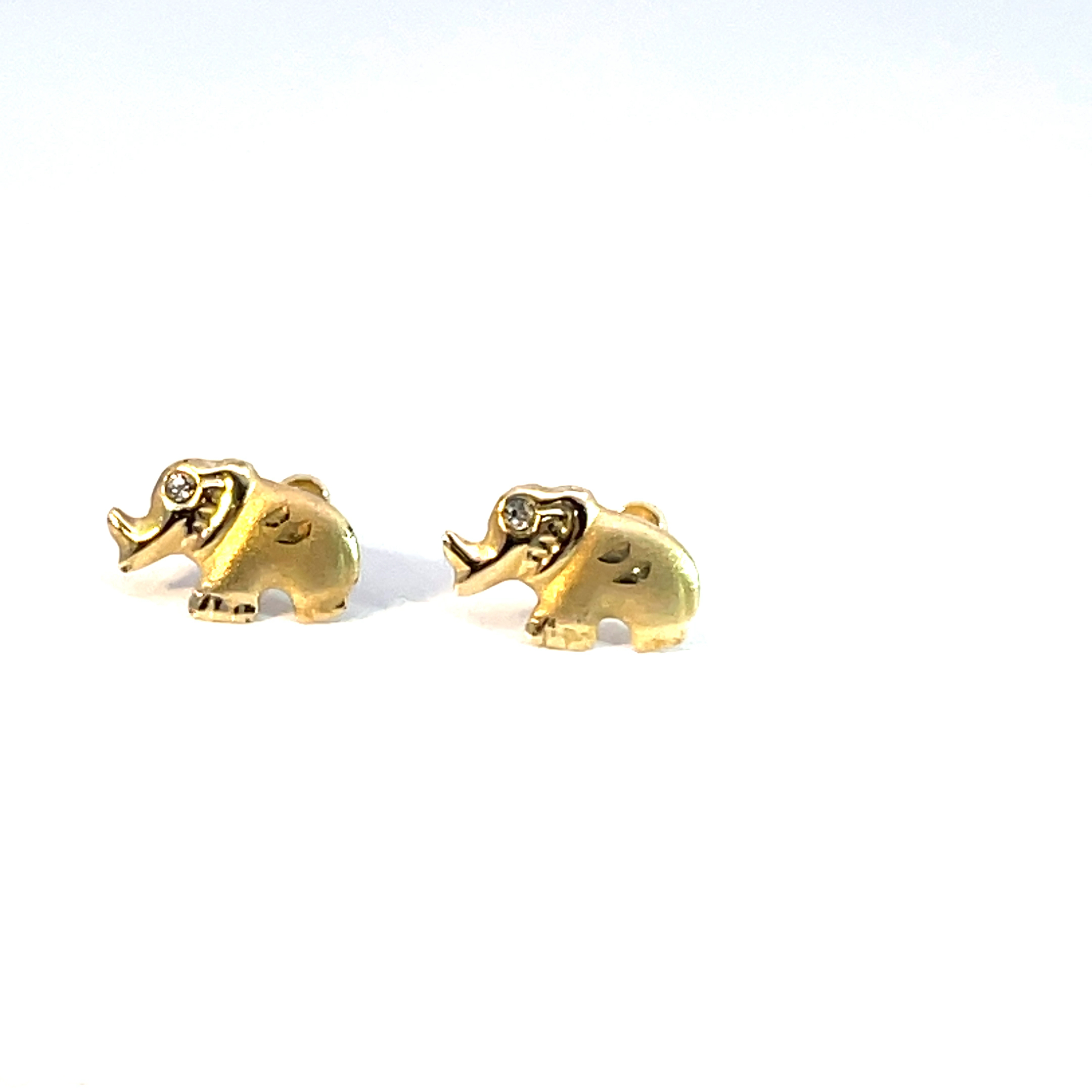 Broquel de oro 10k Elefante con piedra 6mm - Imagen 3