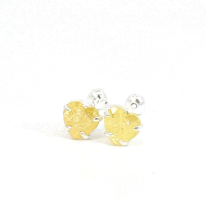 Broquel de plata con piedra congelada corazón amarilla 5mm