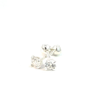 Broquel de plata Sin bisel con piedra redonda blanca 3mm