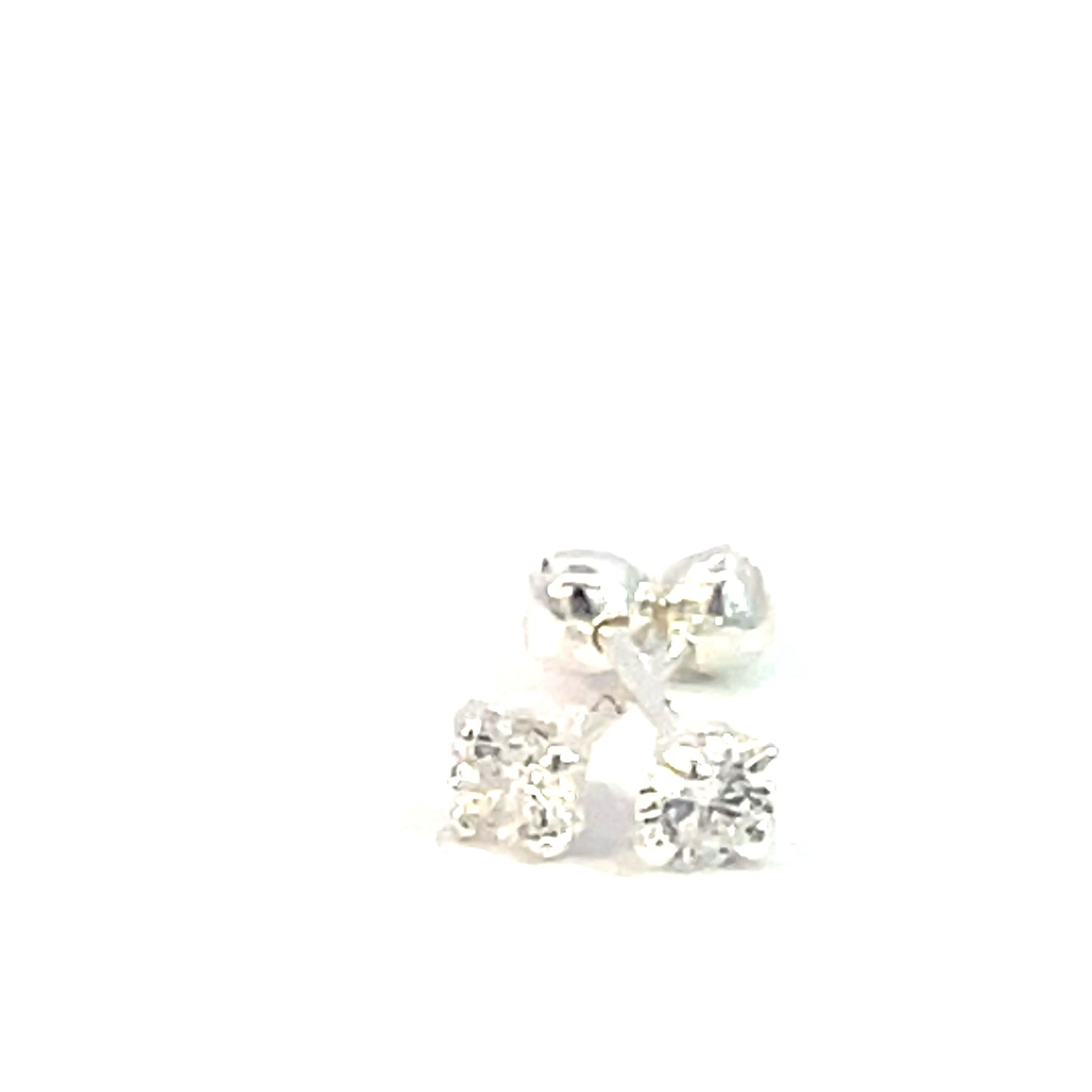 Broquel de plata Sin bisel con piedra redonda blanca 3mm - Imagen 2