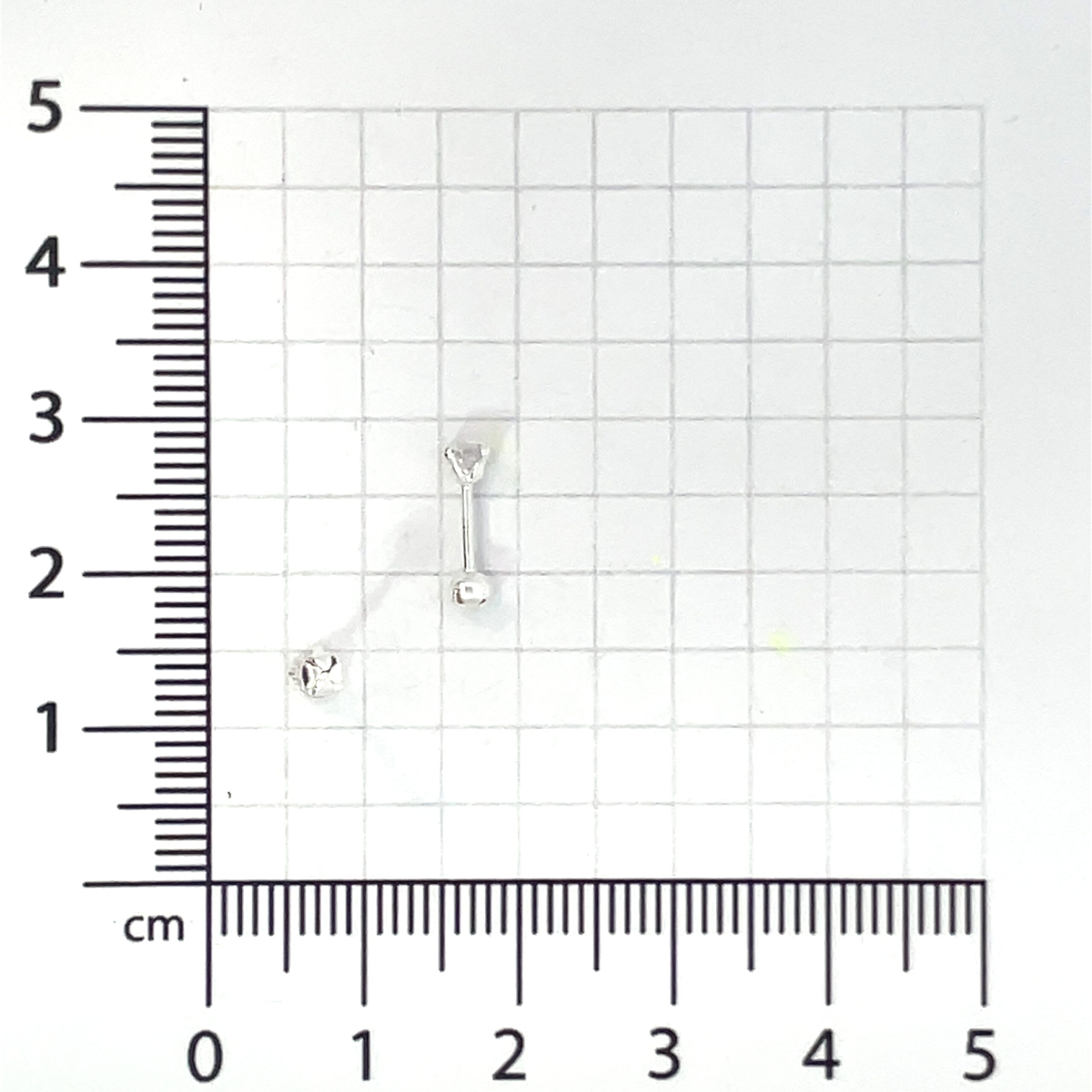 Broquel de plata Sin bisel con piedra redonda blanca 3mm - Imagen 5
