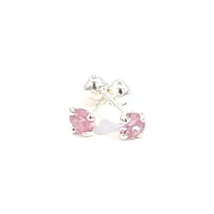 Broquel de plata Sin bisel con piedra redonda rosa 3mm