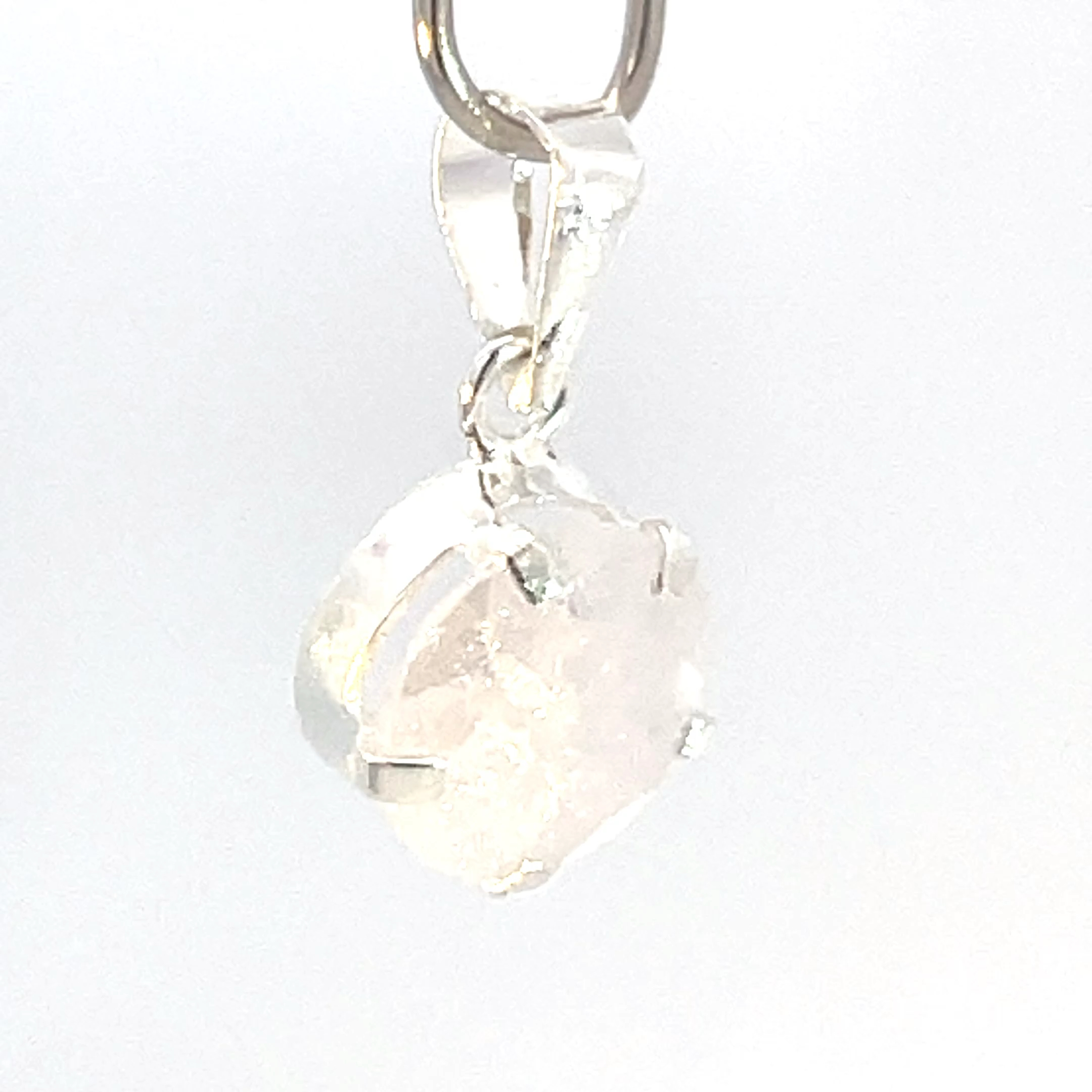 Dije de plata con piedra congelada blanca 8mm - Imagen 3