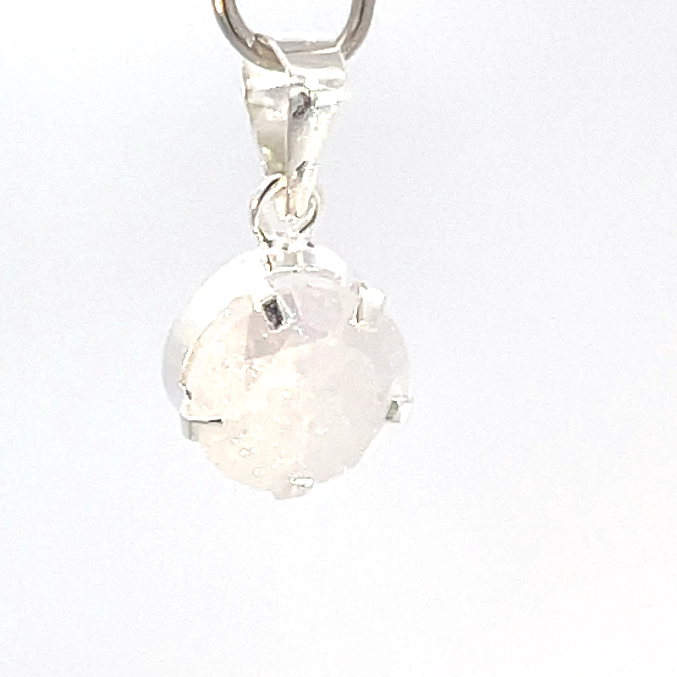 Dije de plata con piedra congelada blanca 8mm - Imagen 4