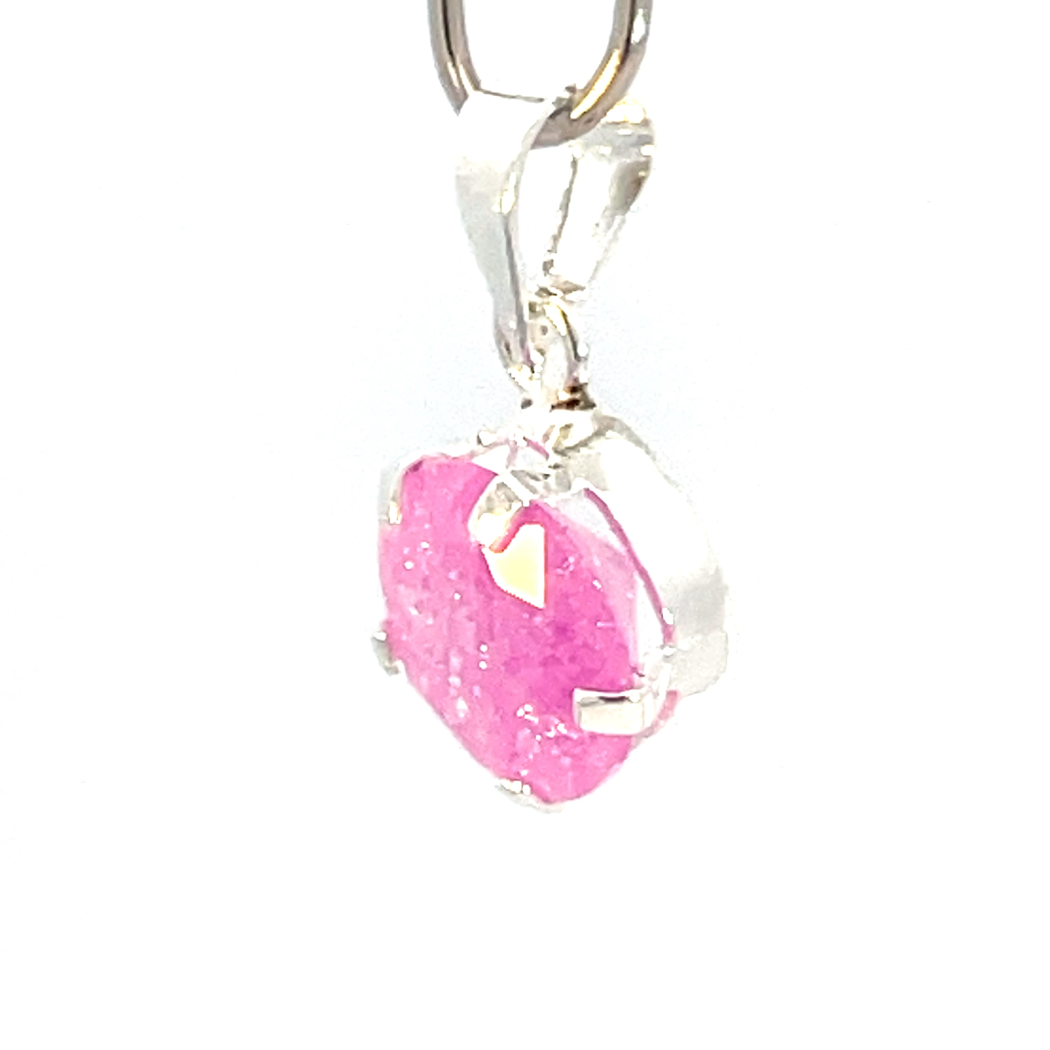 Dije de plata con piedra congelada rosa 8mm - Imagen 4