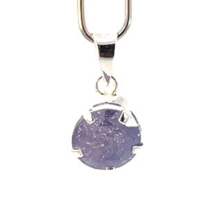 Dije de plata con piedra congelada redonda violeta 8mm