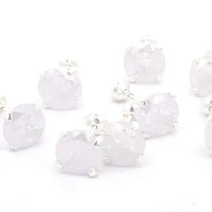 Broquel de plata con piedra congelada redonda blanca 6mm