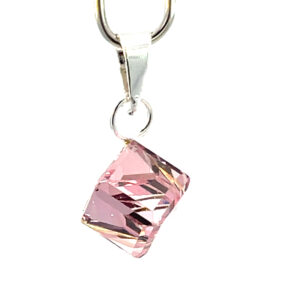 Dije de plata piedra mágica cubo rosa 6mm